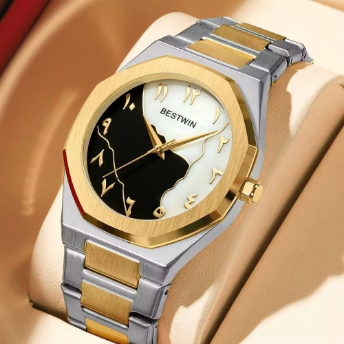 BESTWIN 812BK Men's Wrist Watch Stainless Casual Arabic Dial Design