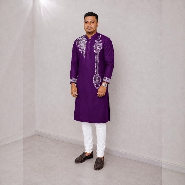 অরিজিনাল খাদির হ্যান্ডপেইন্ট পাঞ্জাবি